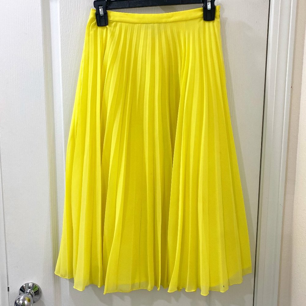 ASOS petite yellow pleated midi skirt